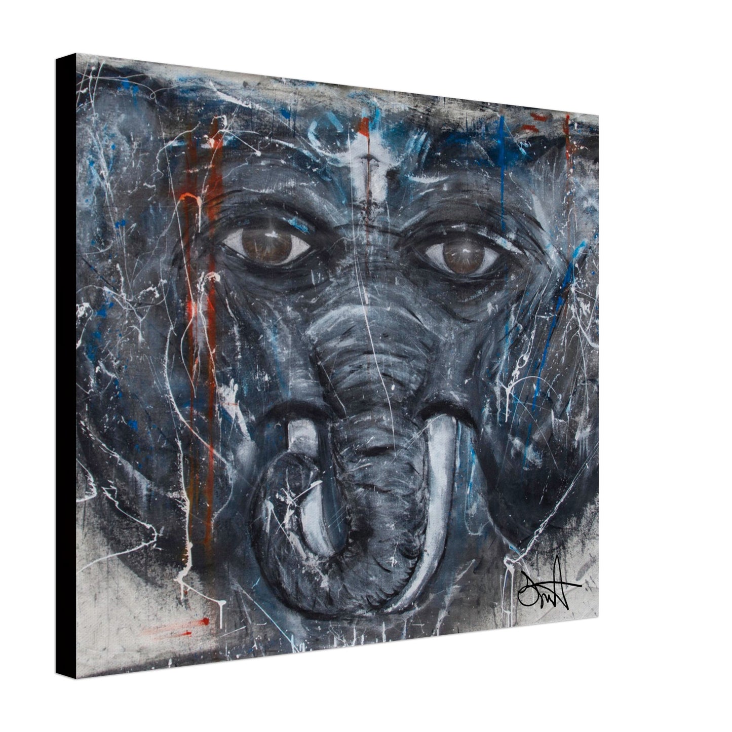Spiritual elephant canvas wall art with textured detail – Elephant Lady painting by Art by David Martin