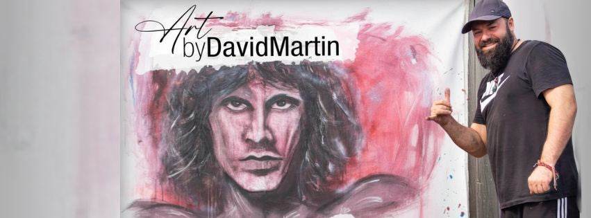 art by david martin showing his painting of Jim Morrison
