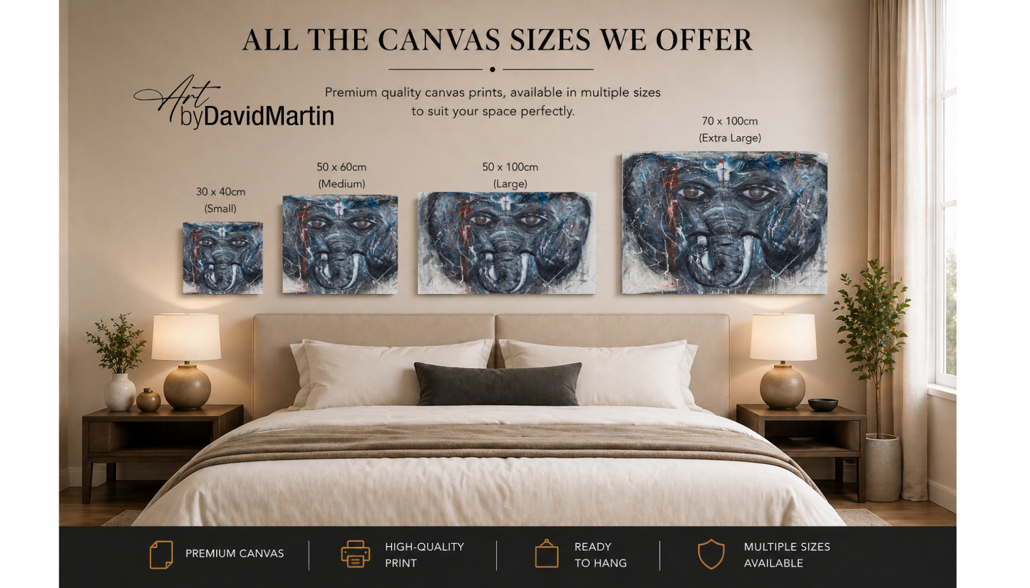 Spiritual elephant canvas wall art bedroom with textured detail – Elephant Lady painting by Art by David Martin